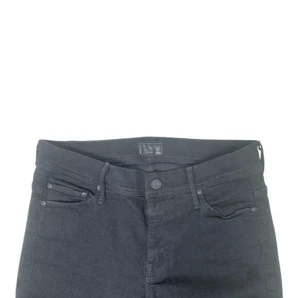 Mother The Cruiser Flare Jeans In Not Guilty Size 27 Stretch Black Denim - Picture 9 of 13